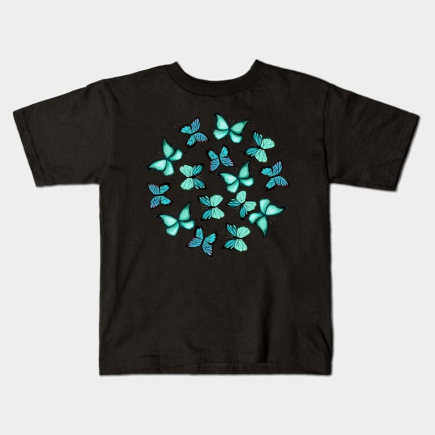 Blue butterflies Kids T-Shirt by JuliaBadeeva